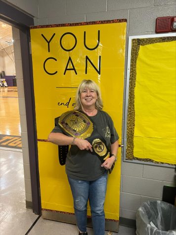 Mrs. Estes with the Tiger Code Belt