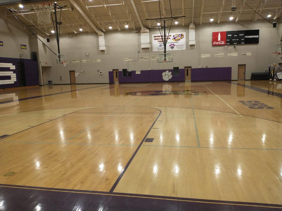 The Springville High School gym floor was refinished in November